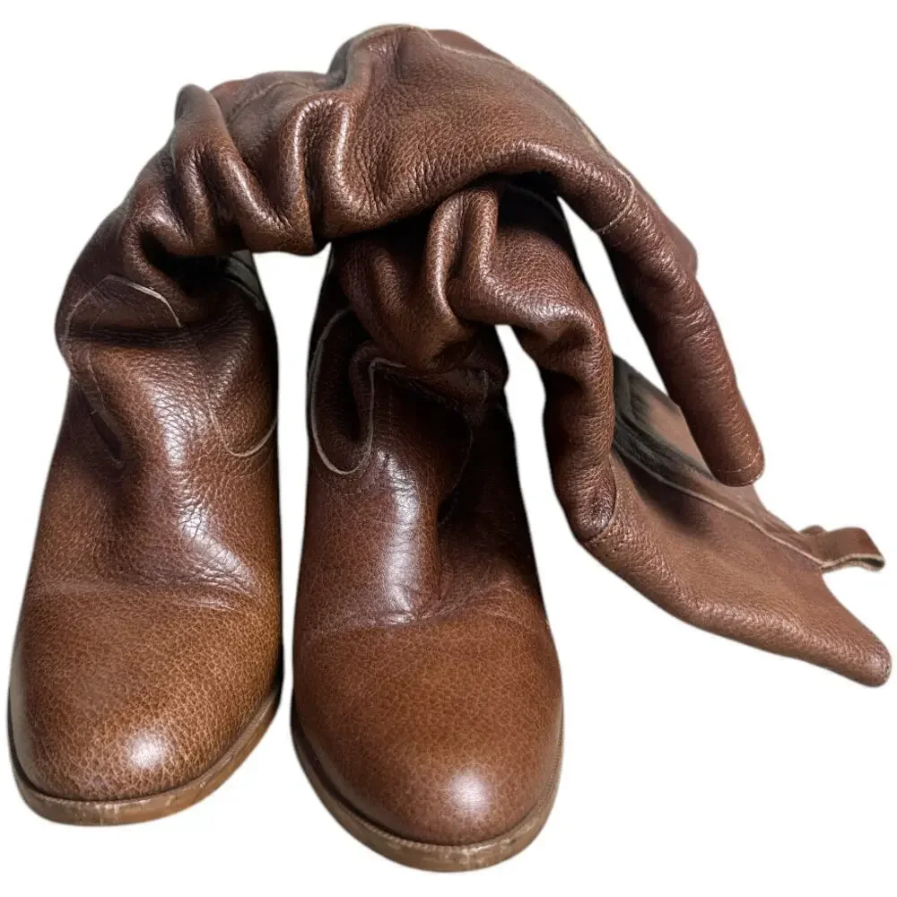 Matisse Brown Cognac Leather Heel Tall Boots Women's Size 8